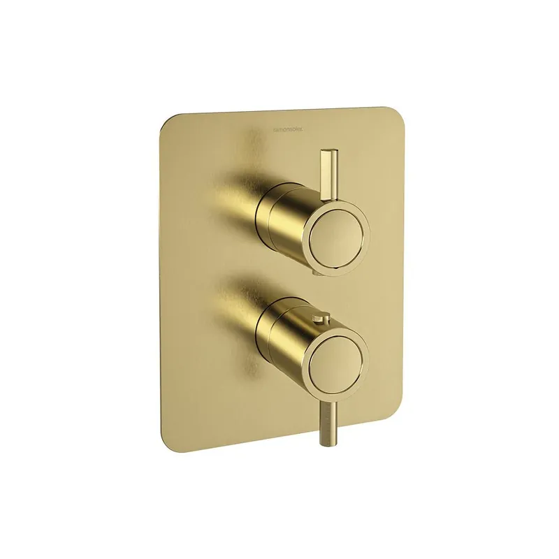 Ramon Soler - Thermostat-Duscharmatur zum Einbau, Einweg, Odisea gebürstetes Gold Knallerangebot