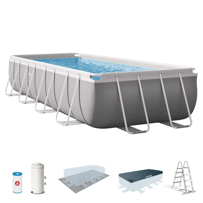 INTEX Prism Frame Rechteckiges Aufstellbecken 488x244x107 cm mit Filterpumpe Heißes Angebot
