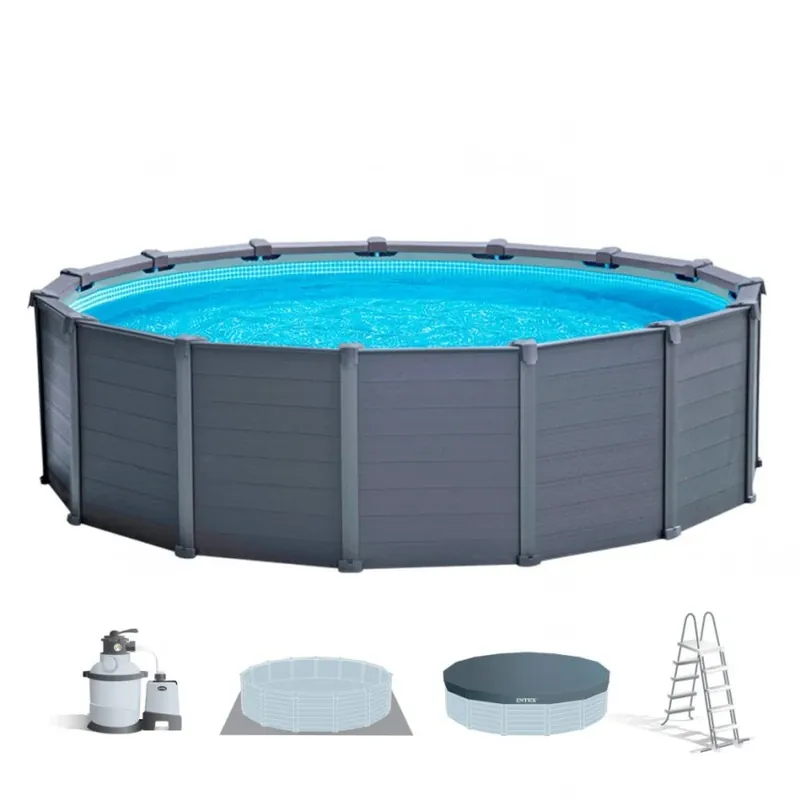 Intex Graphite Grey Panel Aufstellpool Rund 478x124cm 16805L Sofort Bestellen
