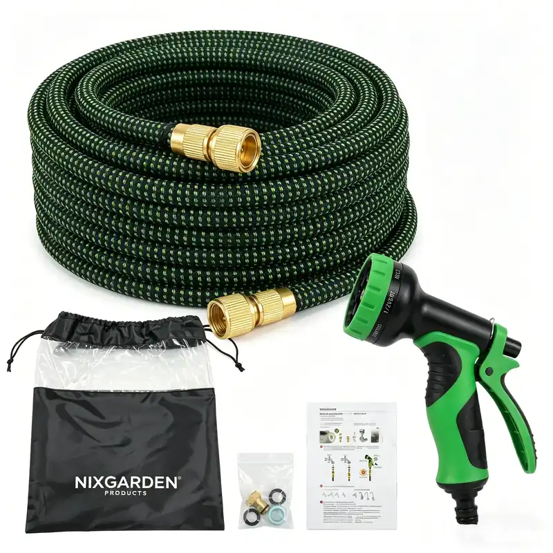 30 m ausziehbarer Gartenschlauch mit Multifunktionspistole und robusten Messinganschlüssen Sale