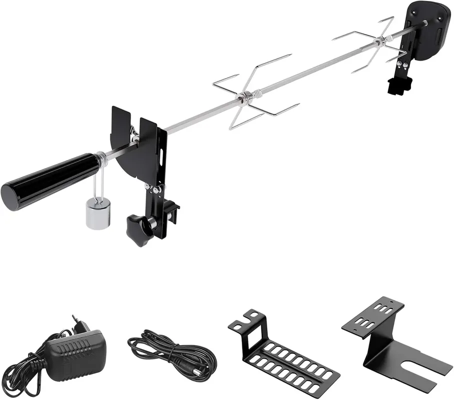 Günstig Drehspieß-Kit für Grill mit Motor, Edelstahlachse und Höhenverstellung