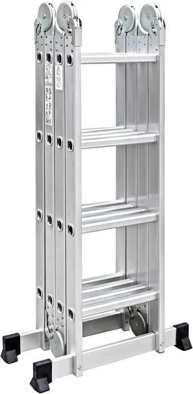 Direktkauf Aluminium-Multifunktionsleiter 4 in 1, klappbar mit Sicherheits-Scharnieren und rutschfesten Füßen