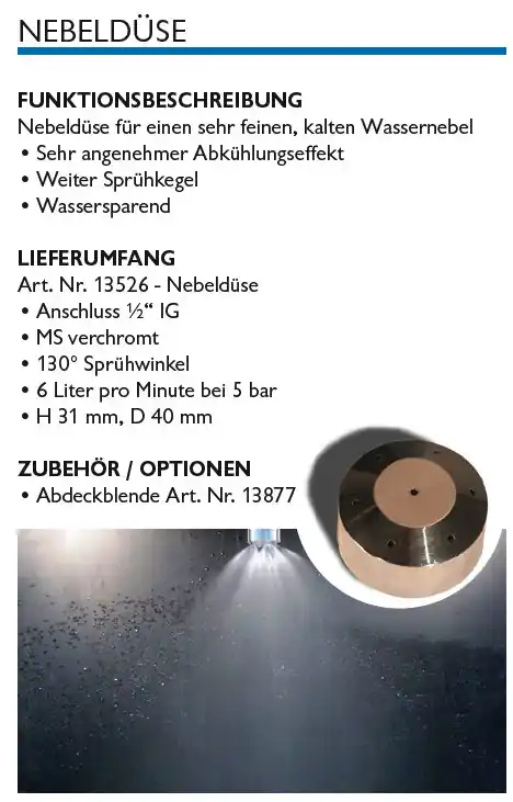 Ausverkauf WDT Nebeldüse verchromt für Erlebnisdusche 130° Sprühnebel