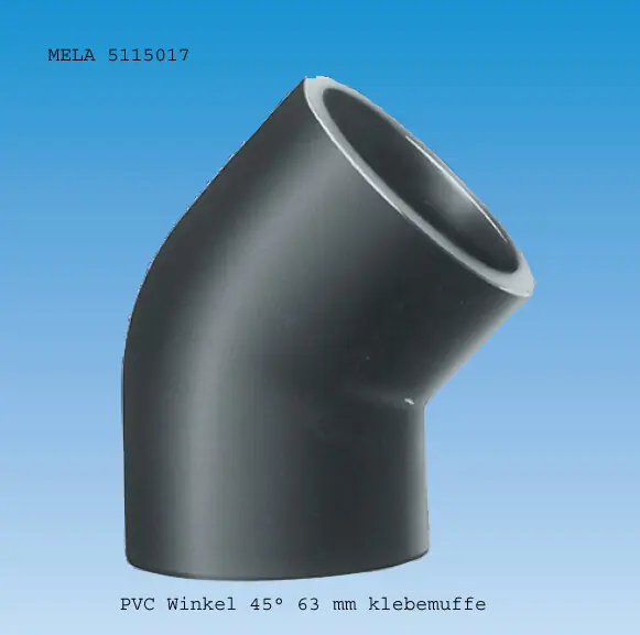 PVC Winkel 45° Klebemuffe Ø 63 mm Sonderangebot