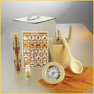 Eliga Sauna Zubehör Set Luxus 6 teilig Modell Standard im Tragekarton Saunaset Gratis Versand