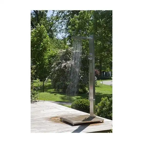 IDEAL Dusche Elba WPC Edelstahl Gartendusche Kalt- & Warmwasser Saisonangebot