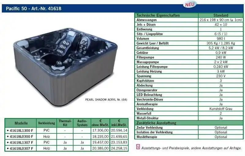 Whirlpool Pacific 50 216x198x90 cm Mega-Angebot