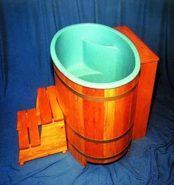 Solange Der Vorrat Reicht Sauna-Tauchbecken Kambala 112 x 79 x 101 (LxBxH) cm versiegelt mit Kunststoff-Einsatz blau