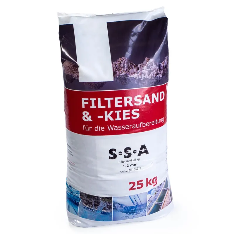 Filtersand Körnung 1,0 - 2,0 mm, 25 kg Sack Zertifiziert