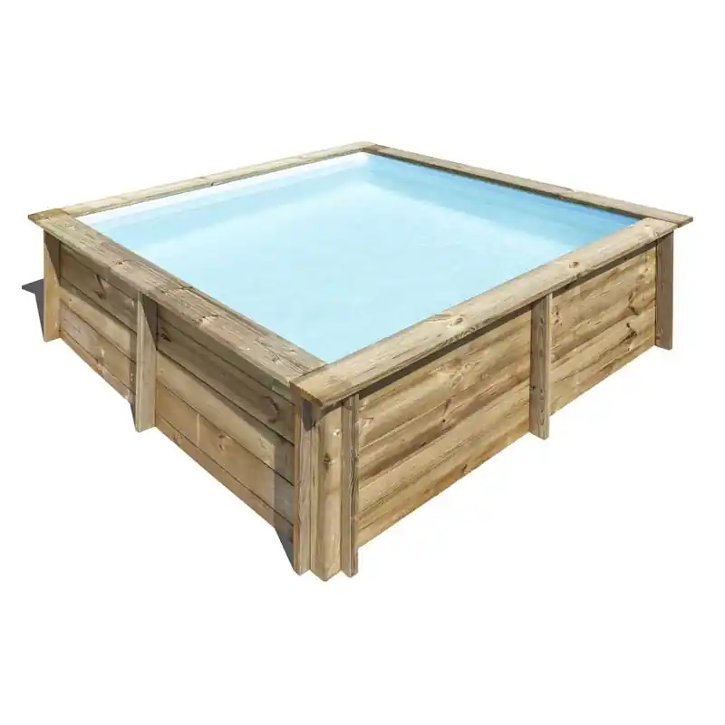 City Holzpool Quadratisch 225 x 225 x 68 cm | inkl. Zubehör Top-Preis