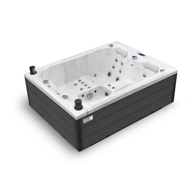 Whirlpool Emerald Marmor Weiß - Luxus Spa mit 42 Düsen, LED & WLAN | SET mit Abdeckung Expressversand