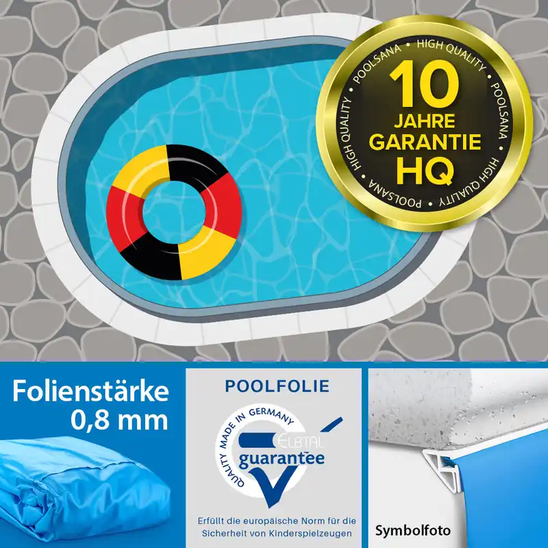 Letzte Chance Einzelbecken Stahlwand-Ovalpool POOLSANA HQ 6,00 x 3,20 x 1,50 m mit UNDERCOVER-Handlauf