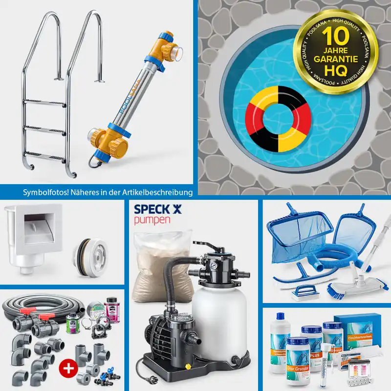 Stahlwand-Rundpool POOLSANA HQ mit Alu-Handlauf 4,50 x 1,20 m PROFI-Set | Teil-/Kompletteinbau Sale