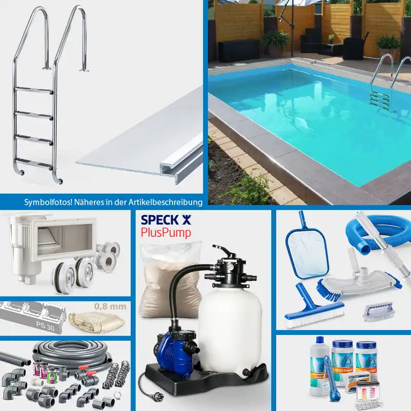 PS30-Rechteckpool POOLSANA HQ 8,00 x 4,00 x 1,50 m | Folie sand 0,8 mm | PLUS-Set Mega-Angebot