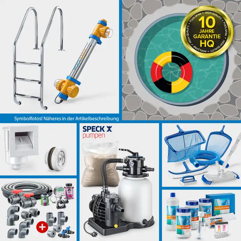 Sonderaktion Rundpool PS HQ 3,50 x 1,35m | Alu-Handlauf | Folie 0,8mm sand PROFI-Set | Teil-/Kompletteinbau