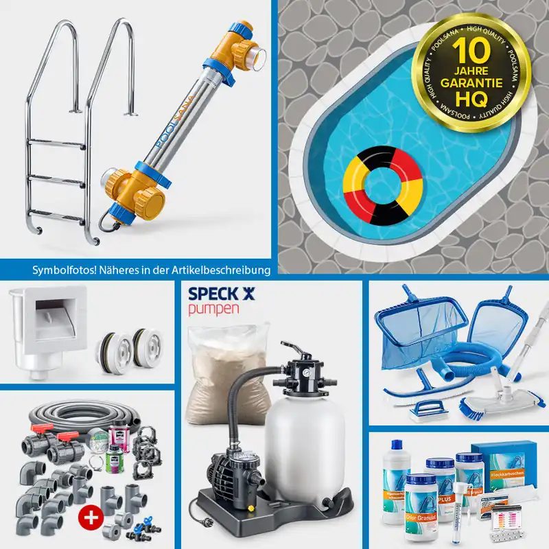 Jetzt Bestellen Stahlwand-Ovalpool PS HQ 4,90 x 3,00 x 1,50 m mit Alu-Handlauf + blauer Folie 0,8mm | PROFI-Set