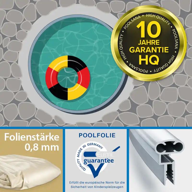 Einzelbecken Stahlwand-Rundpool PS HQ 3,50 x 1,20 m mit Alu-Handlauf | Folie 0,8 mm sand Angebot