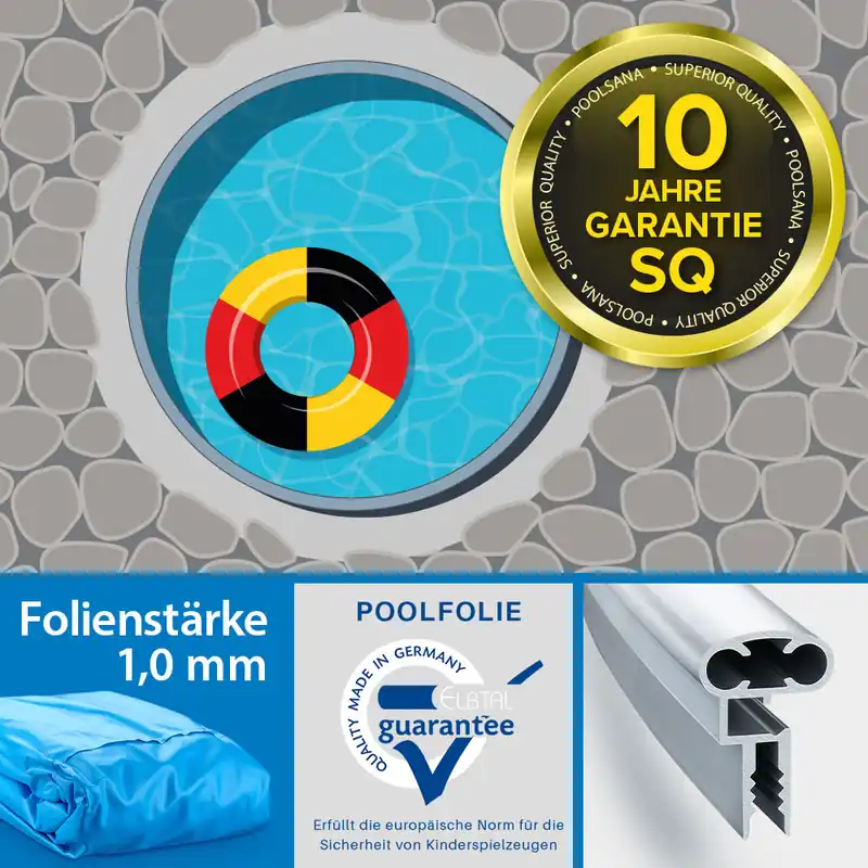 Einzelbecken Stahlwand-Rundpool PS SQ 4,50 x 1,20 m mit Alu-Handlauf | Folie 1,0 mm blau Preisreduziert