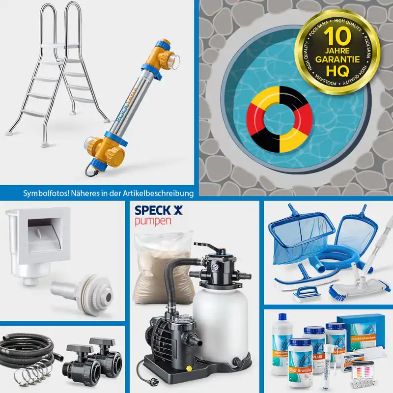 Rundpool PS HQ 4,00 x 1,35m | Alu-Handlauf | Folie 0,8mm grau PROFI-Set | Freiaufstellung/Teileinbau Solange Der Vorrat Reicht