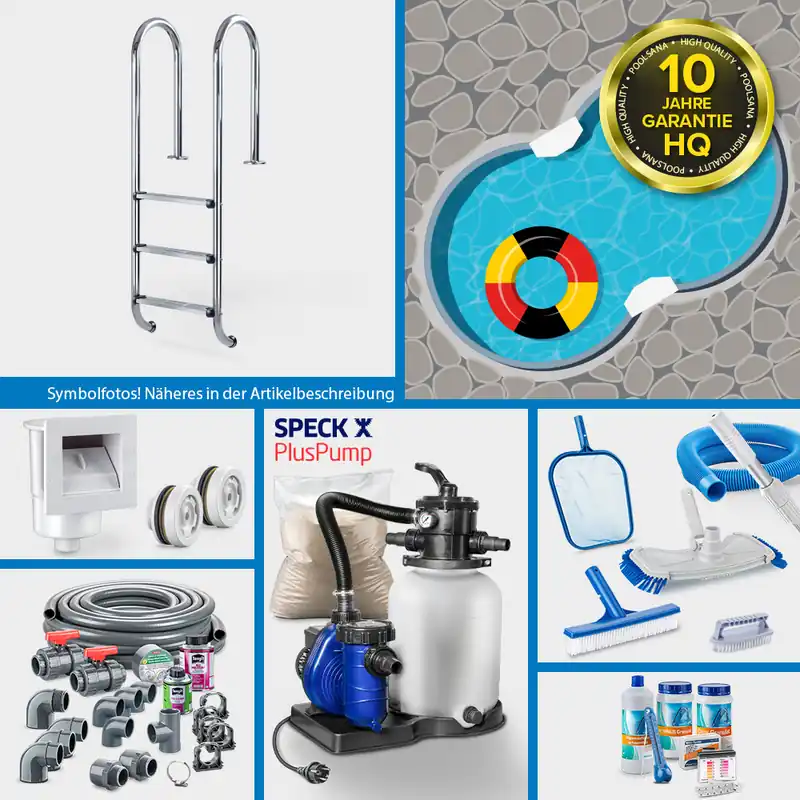 Stahlwand-Achtformpool PS HQ 5,25 x 3,20 x 1,20 m | Folie blau | PLUS-Set | Teil-/Kompletteinbau Heißes Angebot