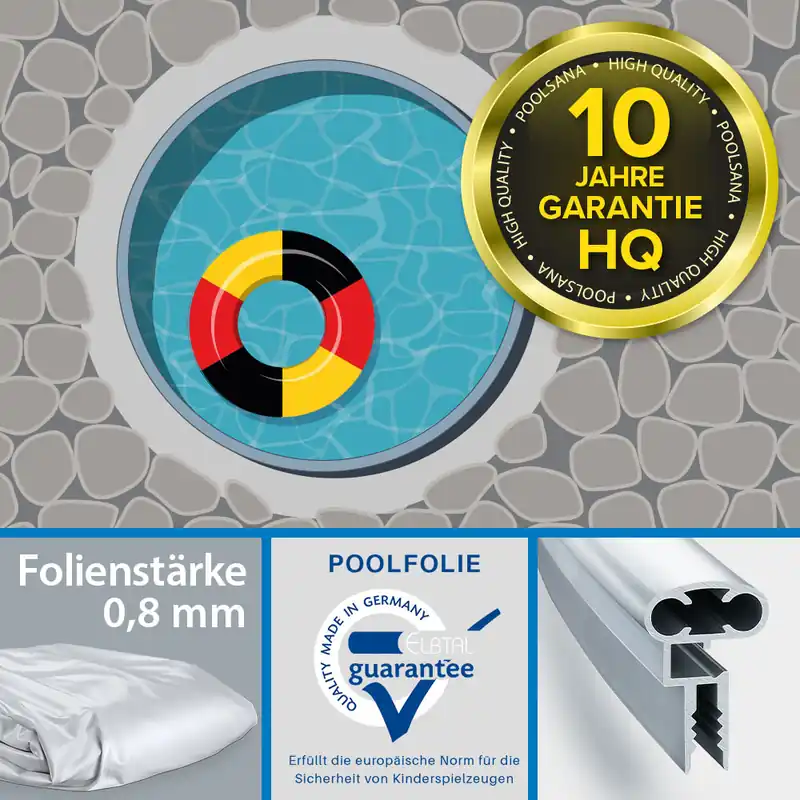 Einzelbecken Rundpool PS HQ 3,50 x 1,25 m mit Alu-Wand und Alu-Kombihandlauf | Folie grau Solange Der Vorrat Reicht