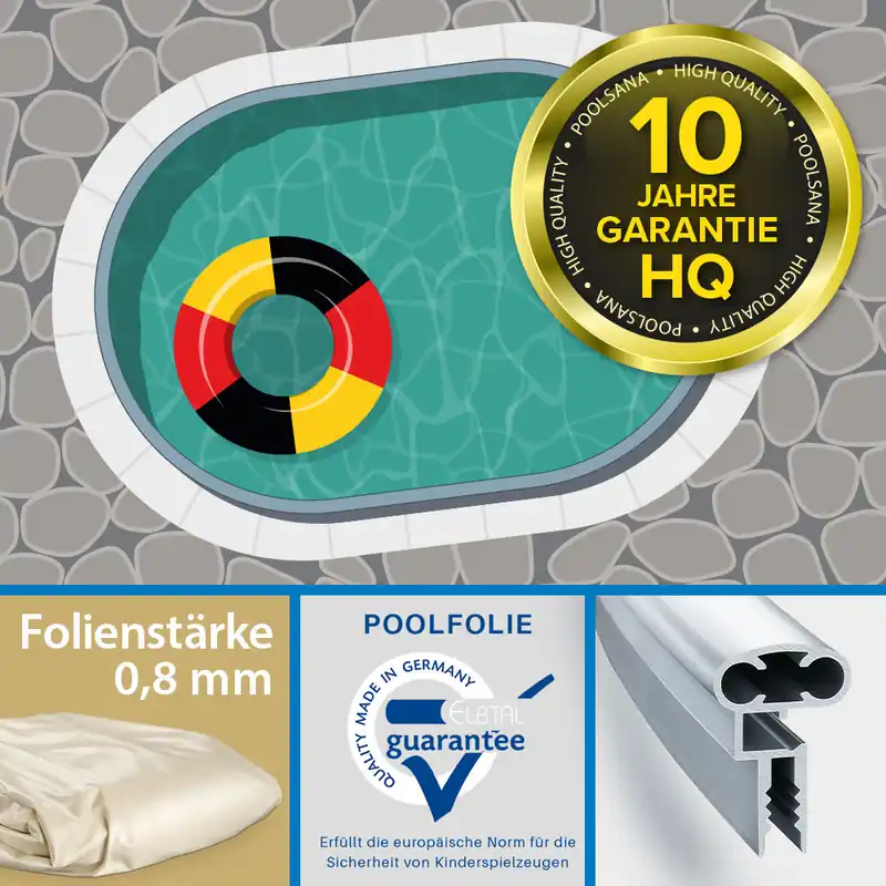 Preiswert Einzelbecken Aluwand-Ovalpool PS HQ 5,25 x 3,20 x 1,50 m mit Aluminium Kombi-Handlauf | Folie sand