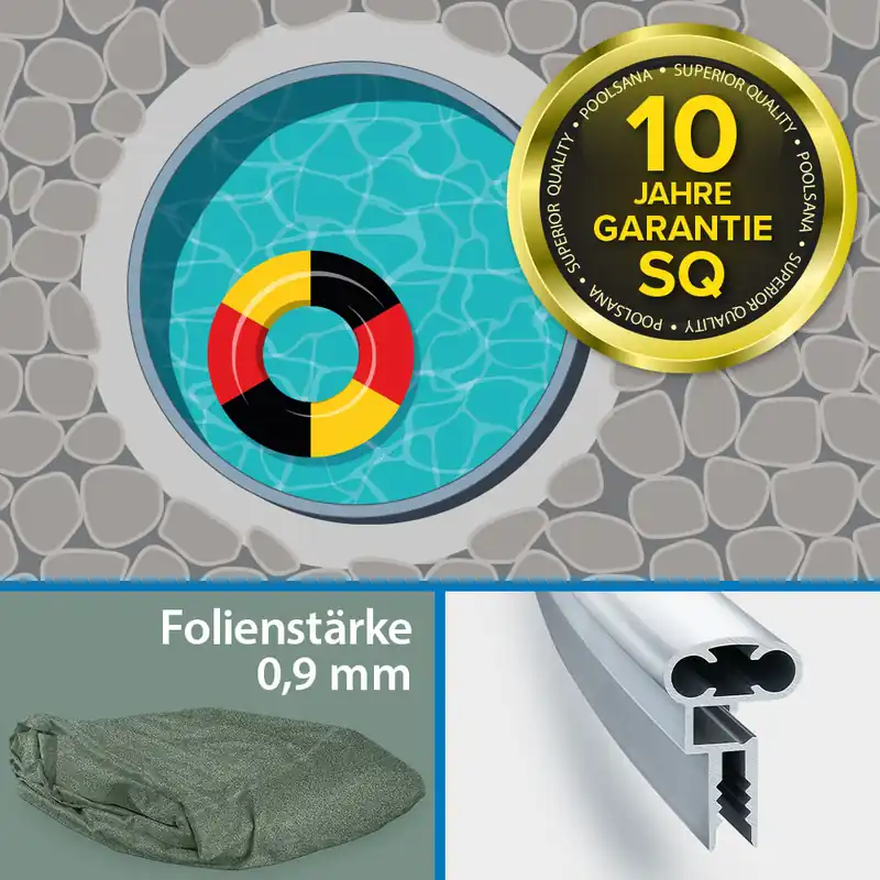 Einzelbecken Rundpool PS SQ 4,50 x 1,25 m mit Alu-Wand und Alu-Kombihandlauf | 4D-Folie 0,9 mm grün Sichere Zahlung