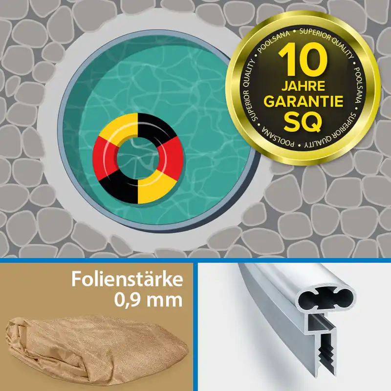 Einzelbecken Rundpool PS SQ 3,00 x 1,25 m mit Alu-Wand und Alu-Kombihandlauf | 4D-Folie 0,9 mm sand Mega-Angebot