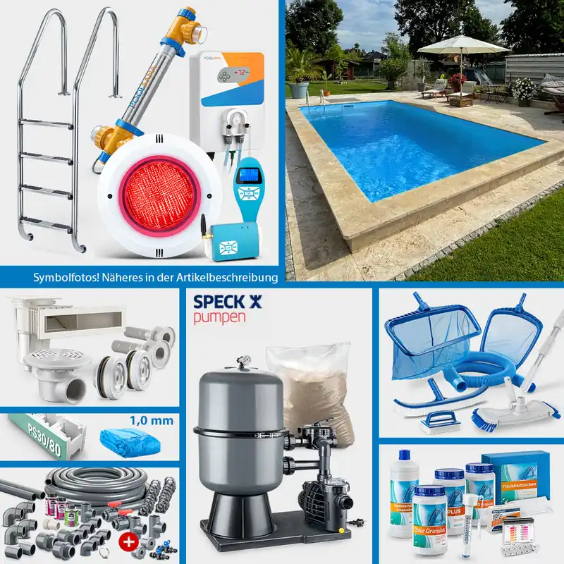 PS30/80-Rechteckpool POOLSANA SQ 8,00 x 4,00 x 1,50 m | Folie blau 1,0 mm | PERFECT-Set "High Level" Heißes Angebot