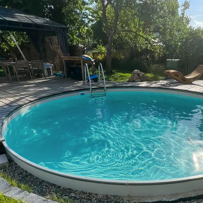 2. Wahl: Einzelbecken Stahlwand-Rundpool PS PQ 3,60 x 1,35 m | Aluminium Kombi-Handlauf | Folie grau Top-Preis