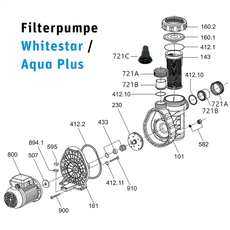 #101 Gehäuse für Poolpumpe Whitestar Heißes Angebot