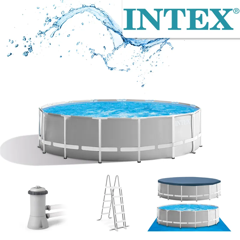 Neu Intex Frame Pool 457 x 122 cm Komplettset | Rundpool mit Zubehör