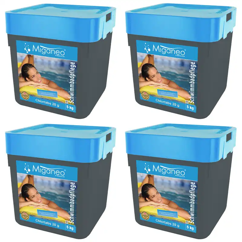 Garantierte Lieferung Miganeo Chlortabs | schnelllösliche 20 g Tabletten | 4 x 5 kg