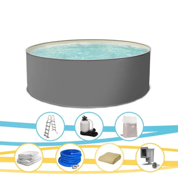 Meistverkauft Rundpool EDITION GRAU Stahlwandpool rund 450 x 120 cm Komplettset
