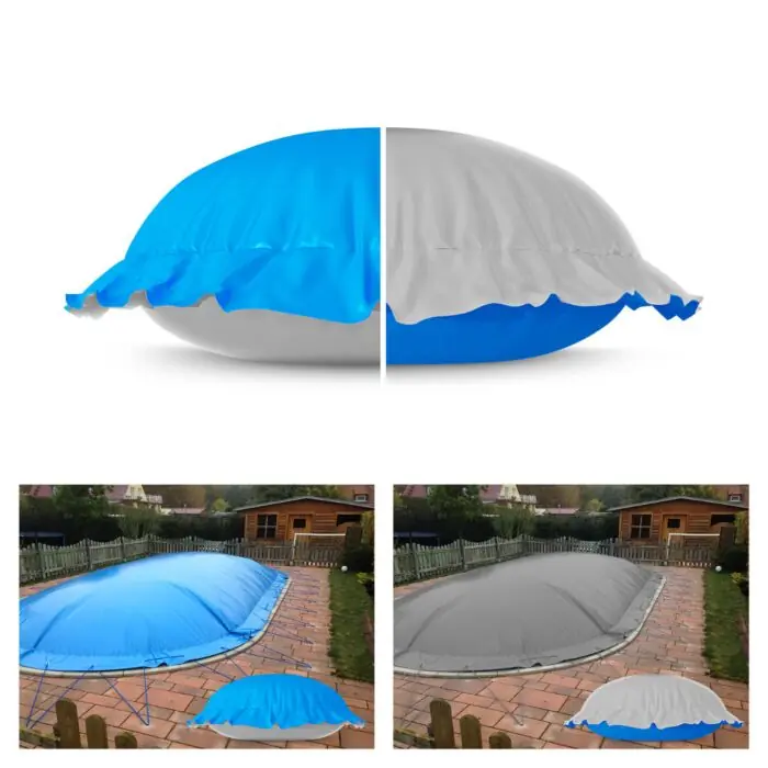 Aufblasbare Abdeckplane "AirCover" 2in1 ovalform 3,50 x 7,00m blau/grau (I493) Sichere Zahlung