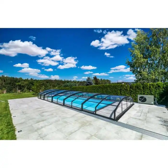 Neuheit Poolüberdachung ALBIXON Casablanca Infinity A 346 x 635 x 55 cm (1-Schiene)