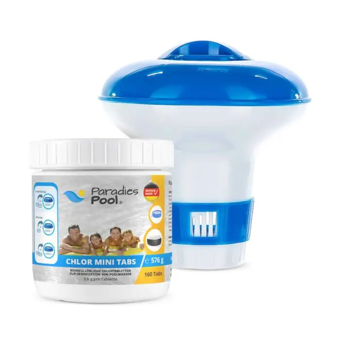 Dosierschwimmer klein + 1x PP Mini Chlortabletten 3,6 g, 160 Stück Echt
