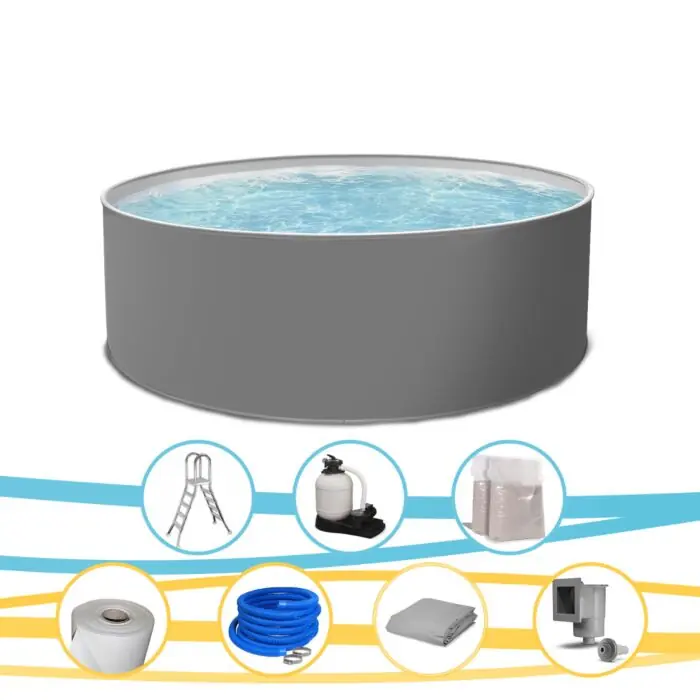 Neue Ware Rundpool GRIZA Stahlwandpool rund 500 x 120 cm Komplettset Premium