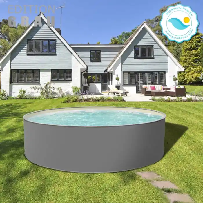 Stahlwandpool EDITION GRAU Rundpool rund 500 x 120 cm sand Bestpreis