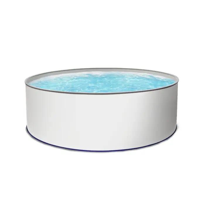 Sale Rundpool Stahlwandpool weiß Folie grau 0,8 mm Poolset rund 400 x 135 cm als Komplettset