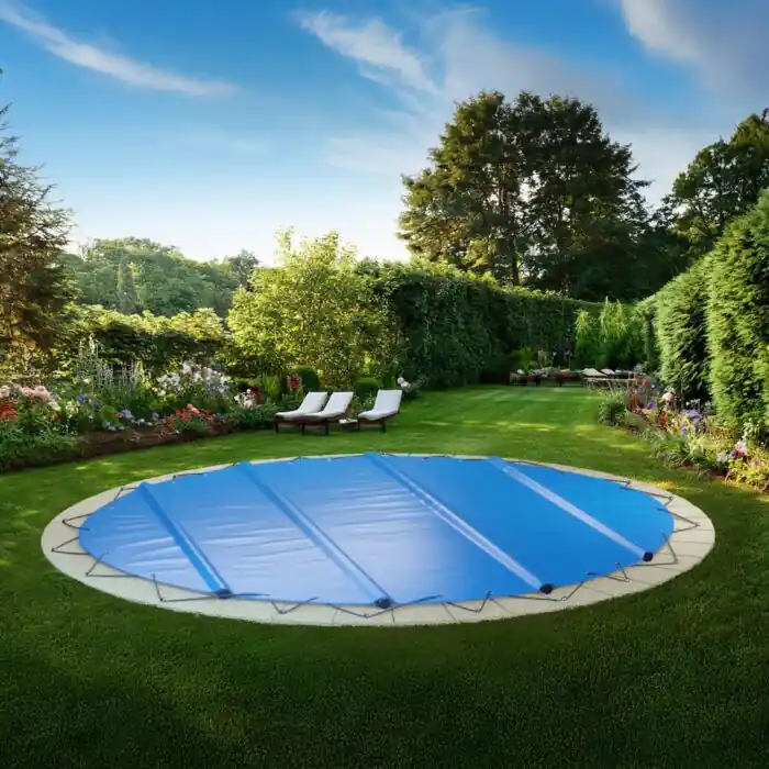 Super-Preis Standard Stangenabdeckung "SafeDeluxe" rund Ø 4,00 m blau