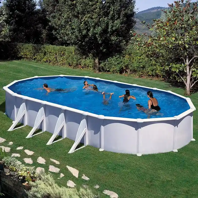 Schwimmbecken GRE ATLANTIS Schwimmbad Stahlbecken Swimming Pool Oval Weiß 500x300x132cm Neuheit