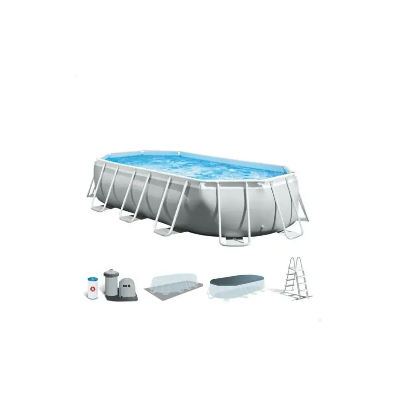 Schwimmbecken INTEX PRISM FRAME OVAL 503x274x122 cm mit Pumpe, Leiter und Abdeckung Direkt Vom Hersteller