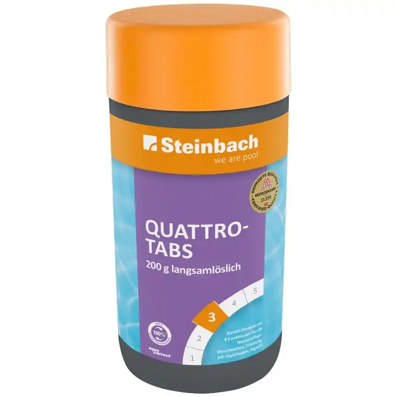 Expressversand Chlortabletten Steinbach Quattrotabs 200g langsamlöslich Kombiprodukt mit 4 Funktionen 1 Kg