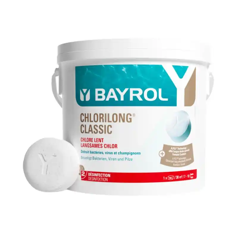 Garantierte Lieferung Chlortabletten BAYROL Chlorilong CLASSIC 5,0 kg Chlor Tabletten 200g