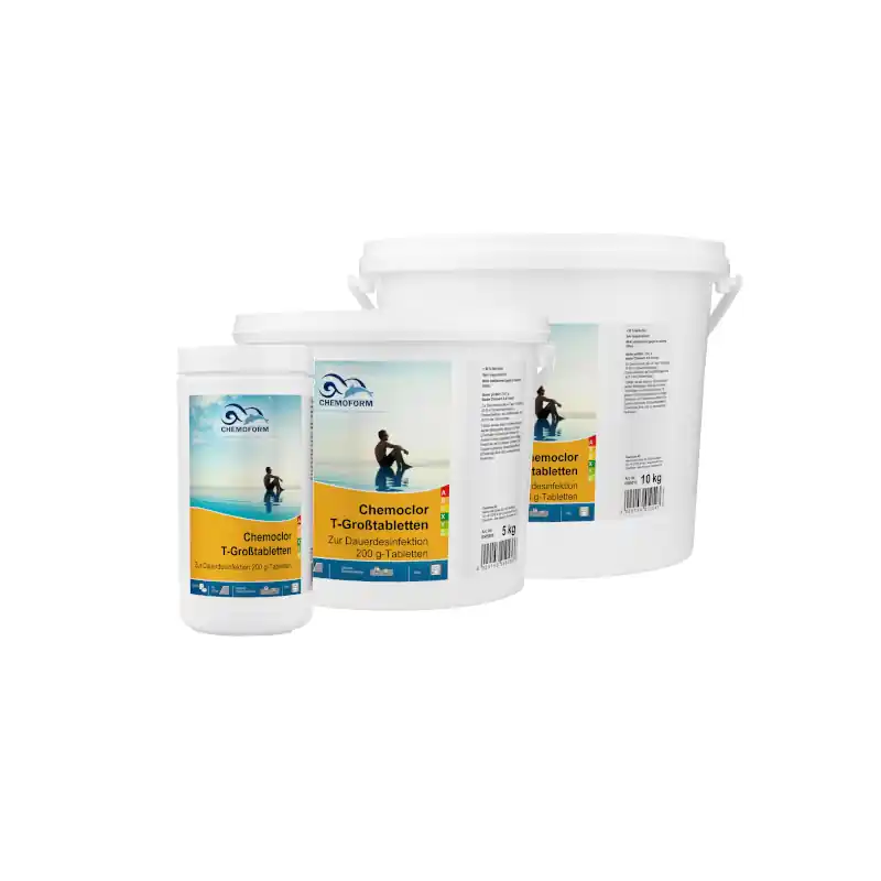 Must-Have Chemoclor T-Chlor Tabletten 20g Pooldesinfektion Chemoform 5Kg