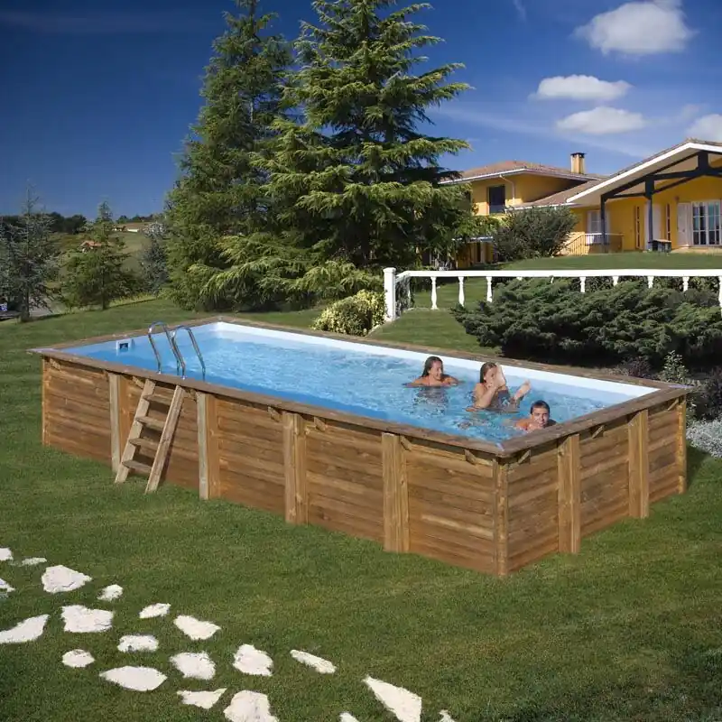 Neu BRAGA Echtholzbecken rechteckig 8,15 x 4,20 x 1,46 m