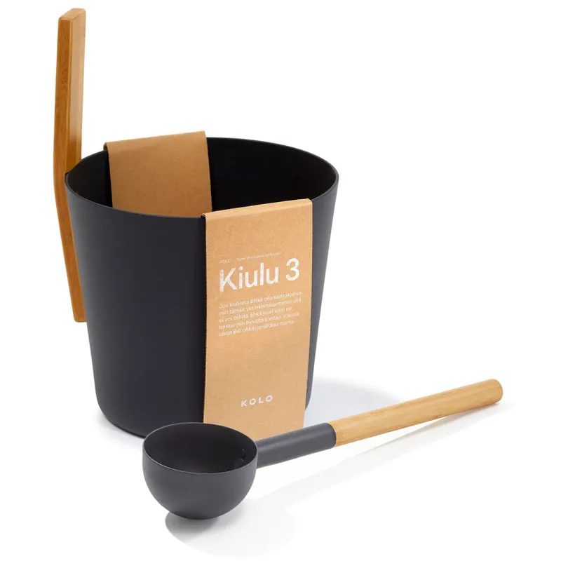 SET> KOLO Sauna Kübel 3 + Kelle, schwarz Geprüft