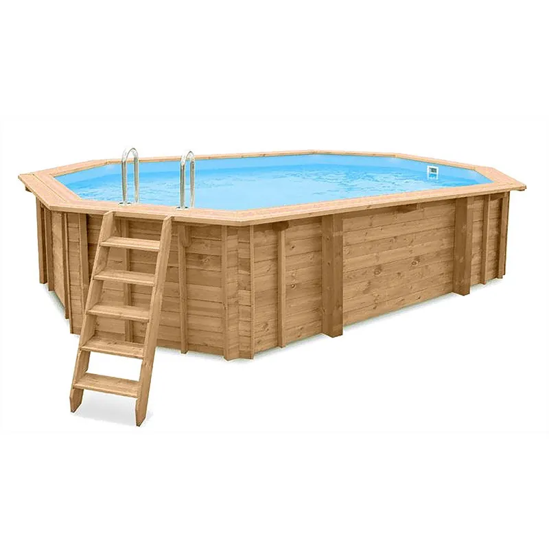 Saisonangebot Holzpool Bali oval 8-Eck Massivholzpool 6,40 x 4,00 x 1,38 m