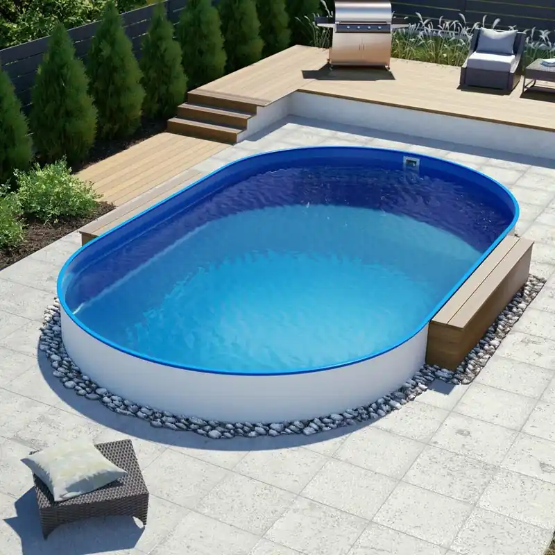 Ovalpool Stahlwandbecken 8,00 x 4,00 x 1,50 m, Folie blau 0,80 mm Sonderaktion